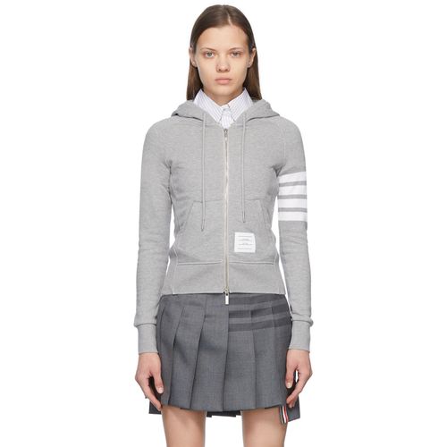 Thom Browne RWBStripe Cotton Hoodie Grey for Women