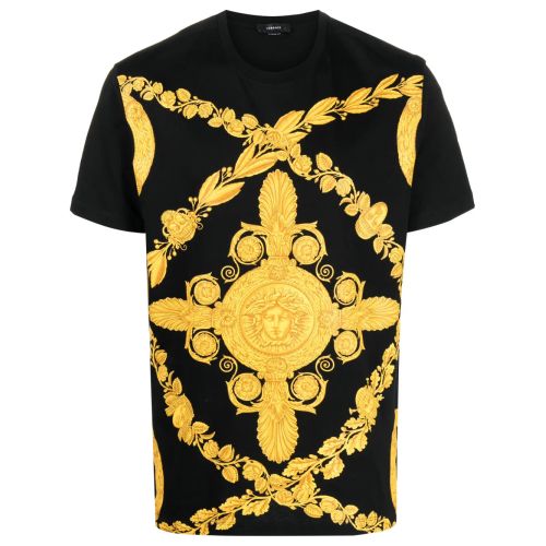 Versace T Shirt Farfetch Versace Signature Greca-Print T-Shirt Black