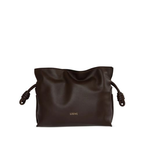 LOEWE Mini Flamenco Nappa Leather Clutch Bag Brown