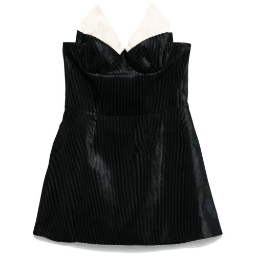 shushu tong black mini dress Tuck Flower Bud Dress in Black – SVRN main image 0