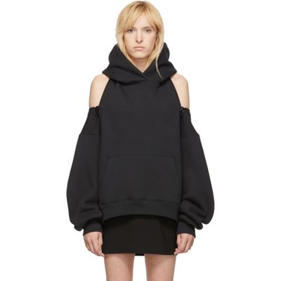 Buy Alexanderwang T Black Wash And Go Dense Zippered Hoodie At Goxip