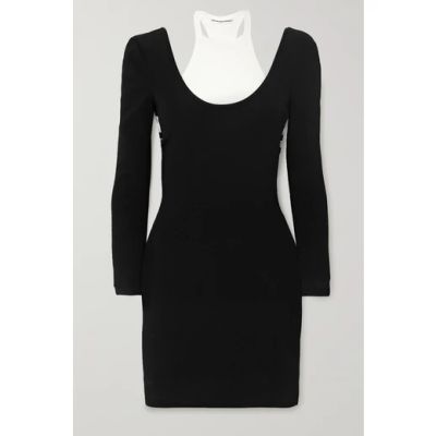 Buy Alexanderwang T Layered Jersey And Ribbed Cotton Blend Mini Dress Black At Goxip