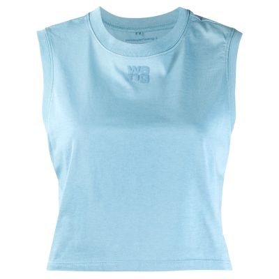 Buy T By Alexander Wang Cropped Sleeveless Vest Blue At Goxip