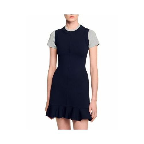 Sandro Contrast Short Sleeve Knit Dress for Women