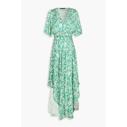 marchesa notte emerald green dress Women's Blue Silk Maude Midi Dress