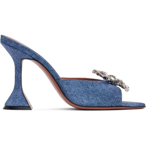 Amina Muaddi Blue Rosie Slipper Heeled Sandals for Women