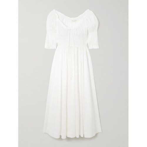DOEN DEN - Ischia Shirred Organic Cotton-Blend Voile Midi Dress - White -  Xx Small for Women