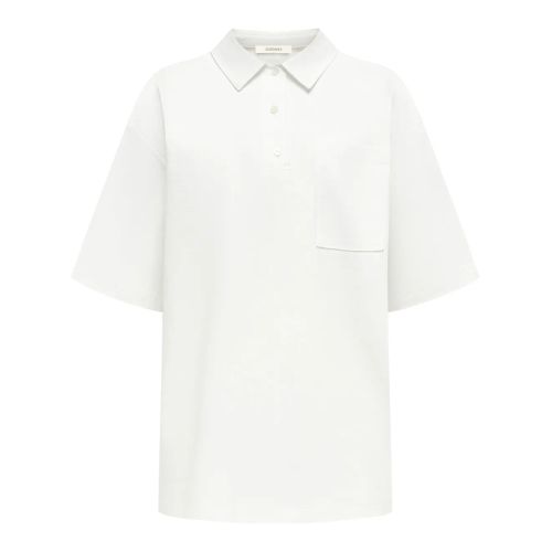 12 STOREEZ Chest-Pocket Cotton Polo Shirt White for Women