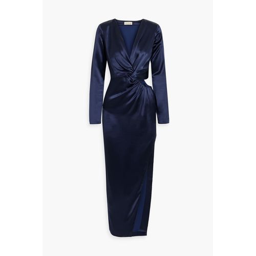 Nicholas - Twist-Front Cutout Satin Maxi Dress - Blue - US 2 for Women