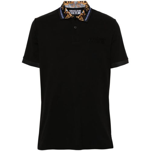 Versace Jeans Couture Logo-Embroidered Cotton Polo Shirt Black