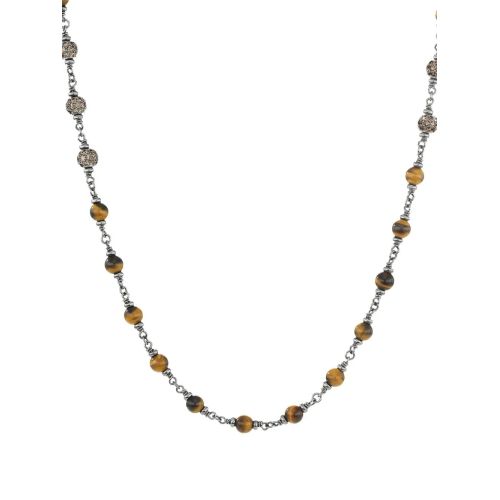 David Yurman Sterling Silver Spiritual Beads Rosary Diamond