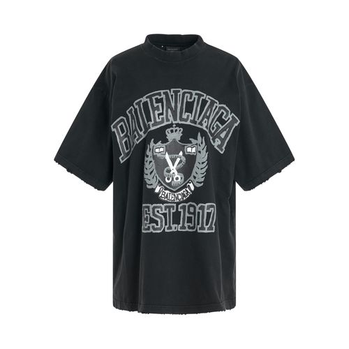 BALENCIAGA - DIY College Vintage T-Shirt In Washed Black - WASHED 
