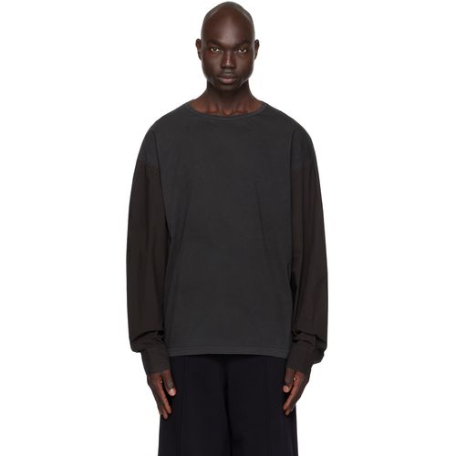 MM6 Maison Margiela Gray Paneled Long Sleeve T-Shirt for Men