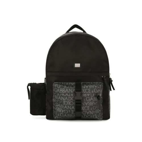 Dolce Gabbana Kids Logo-Print Front-Pocket Backpack Black for Kids