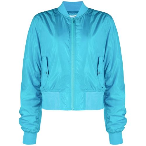 Off-White Diag-Stripe Print Bomber Jacket Blue