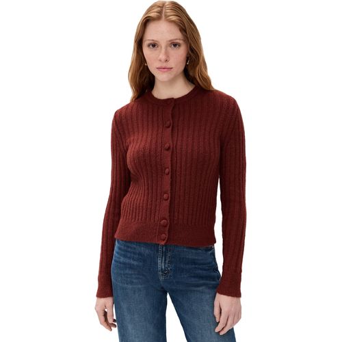 Madewell Ribbed Button Front Cardigan Deep Rust S