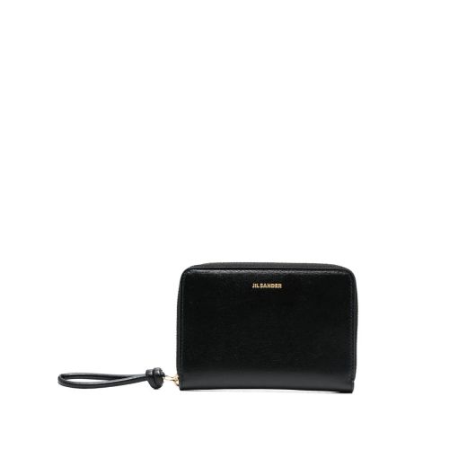 Jil Sander Goji Logo-Stamp Lizard-Effect Purse Black for Women