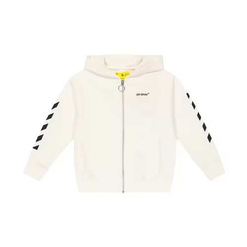 Off-White Kids Logo Cotton Jersey Zip-Up Hoodie