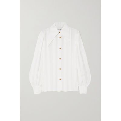 KING & TUCKFIELD | King & Tuckfield - Striped Cotton And Silk-Blend Shirt - White - X Small | Goxip