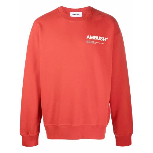 AMBUSH Logo-Print Crew-Neck Relaxed Sweatshirt Red for Men