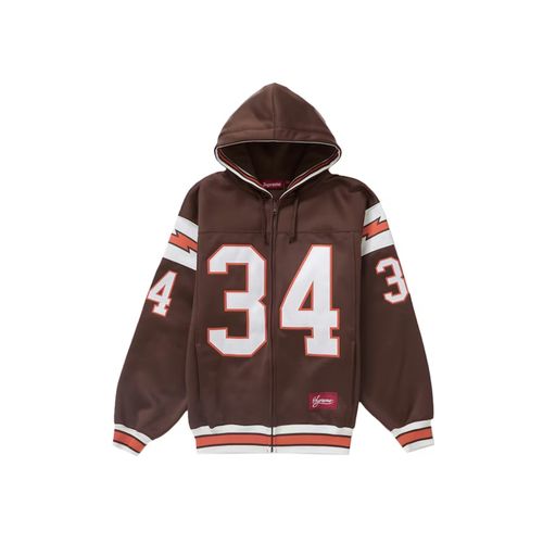 Supreme Football Zip Up Hooded Sweatshirt Black for Men