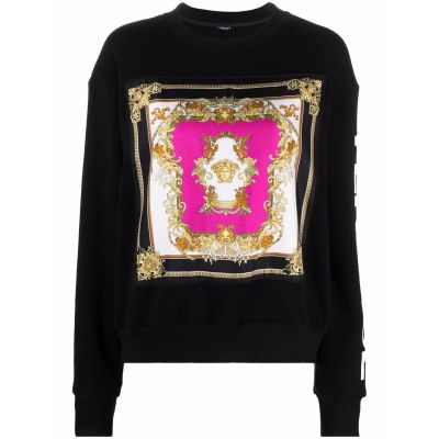 VERSACE | Versace Logo-Print Sweatshirt - Black | Goxip
