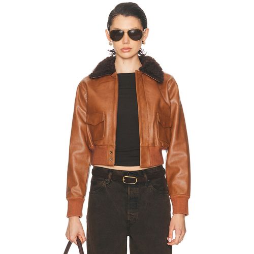 R13 Cropped Shrunken Zip Up Bomber Jacket In Brown for Women
