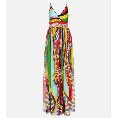 Dolce Gabbana Carretto Silk Maxi Dress for Women