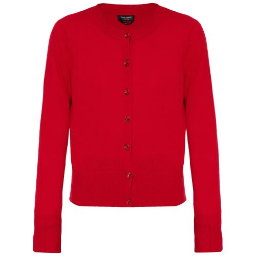 KATE SPADE NEW YORK Kate Spade Crew-Neck Cashmere Cardigan Red