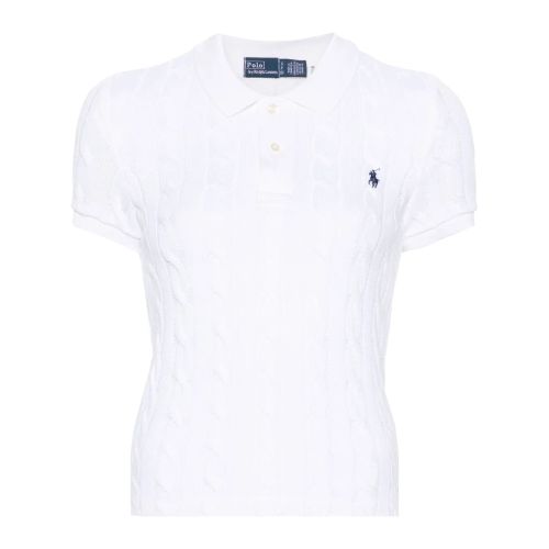 Polo Ralph Lauren Polo Pony Cable-Knit Polo Shirt White for Women - Main Image