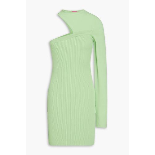 GAUGE81 - One-Shoulder Cutout Ribbed-Knit Mini Dress - Green - XS for Women