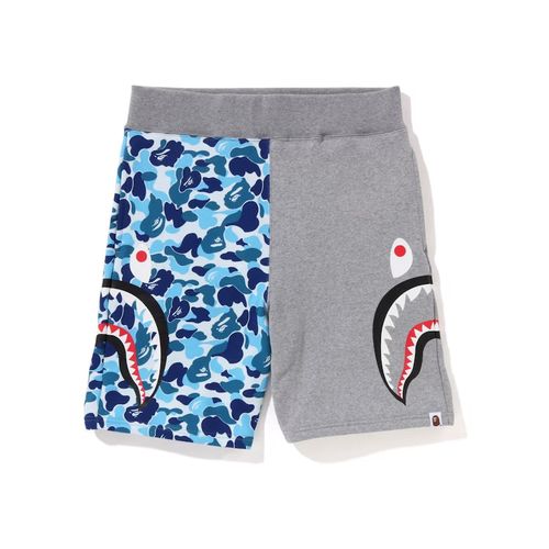 BAPE ABC Camo Side Shark Sweat Shorts Blue/Grey for Men