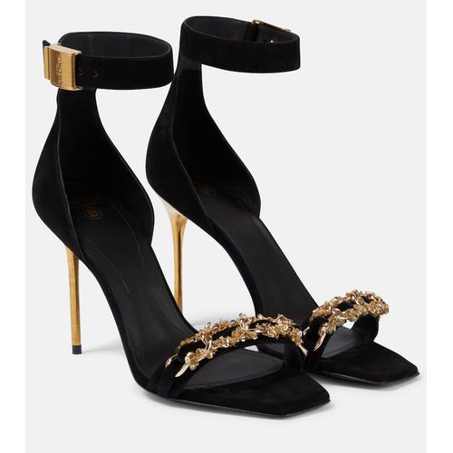 Balmain Uma Embellished Suede Sandals for Women - Main Image