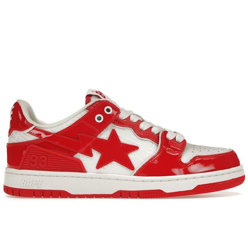 BAPE A Bathing Ape Bape SK8 Sta Red White Patent for Men