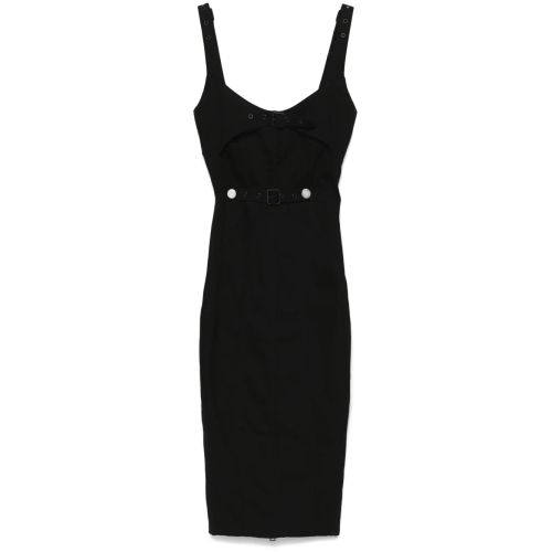 Mugler Panelled Denim Midi Dress - Black for Women