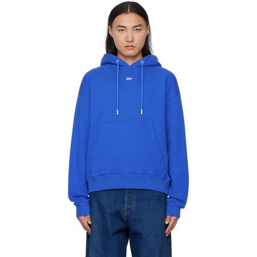 Off-White Blue Printed Hoodie for Men