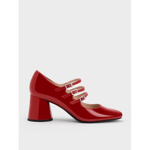 Charles Keith Claudie Patent Buckled Mary Janes for Women