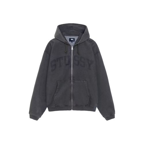 Stussy Faded Graphic Zip Hoodie Washed Black for Men