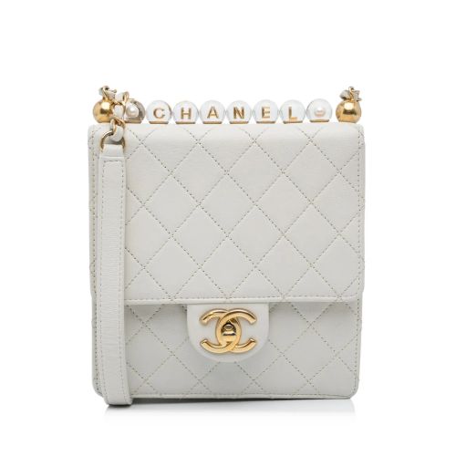 CHANEL Pre-Owned 2020 Mini Chic Pearls Crossbody Bag White for Women