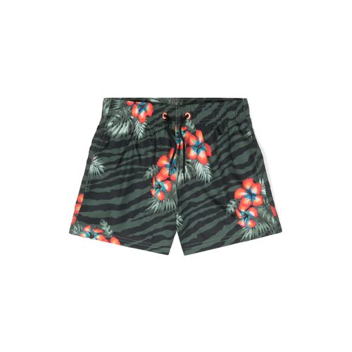 Sundek Floral Zebra-Print Swim Shorts Green for Men