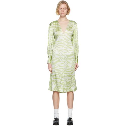 GANNI Green Silk Stretch Satin Maxi Dress for Women