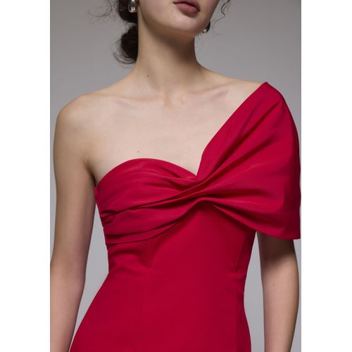 Asymmetric Front Twist Column Midi Dress Love, Bonito