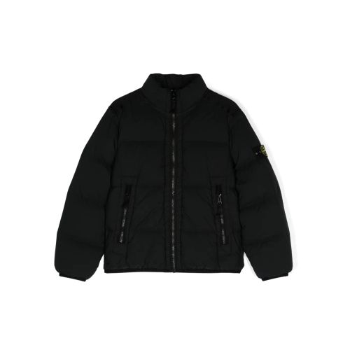 Stone Island Junior Compass-Badge Quilted Puffer Jacket Black