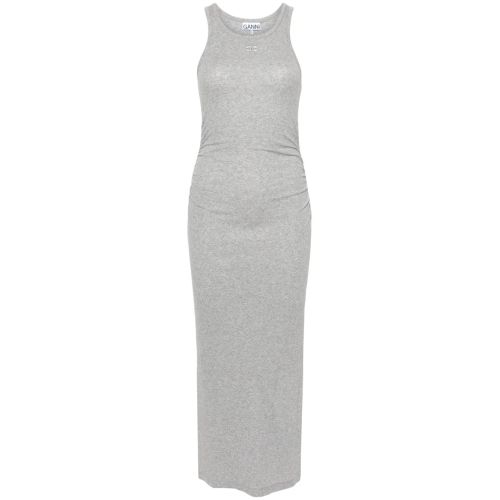 GANNI Fine-Ribbed Midi Dress - Grey for Women