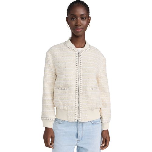 Endless Rose Tweed Bomber Jacket Ivory XL for Women