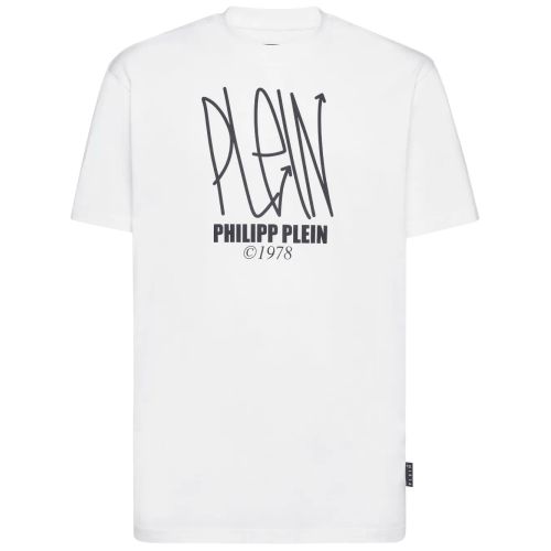 Philipp Plein Logo-Print Cotton T-Shirt White for Men