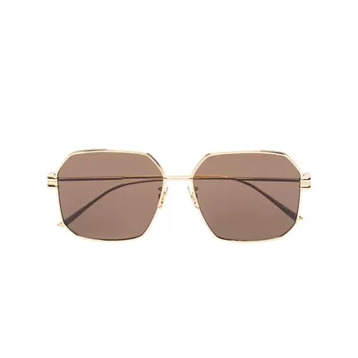 Buy Bottega Veneta Eyewear Gold Tone Square Frame Sunglasses At Goxip