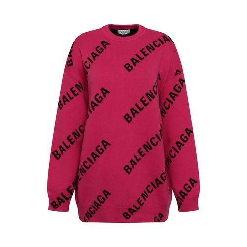 Pink Balenciaga Sweater Damen BALENCIAGA Allover Logo Sweater For