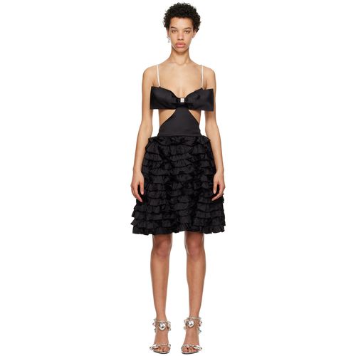 SHUSHU/TONG Black Mercerized Cutout Mini Dress for Women