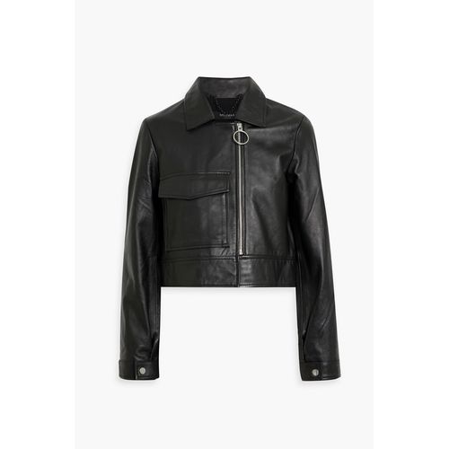 Muubaa Tabitha Cropped Leather Jacket Black UK 10 for Women